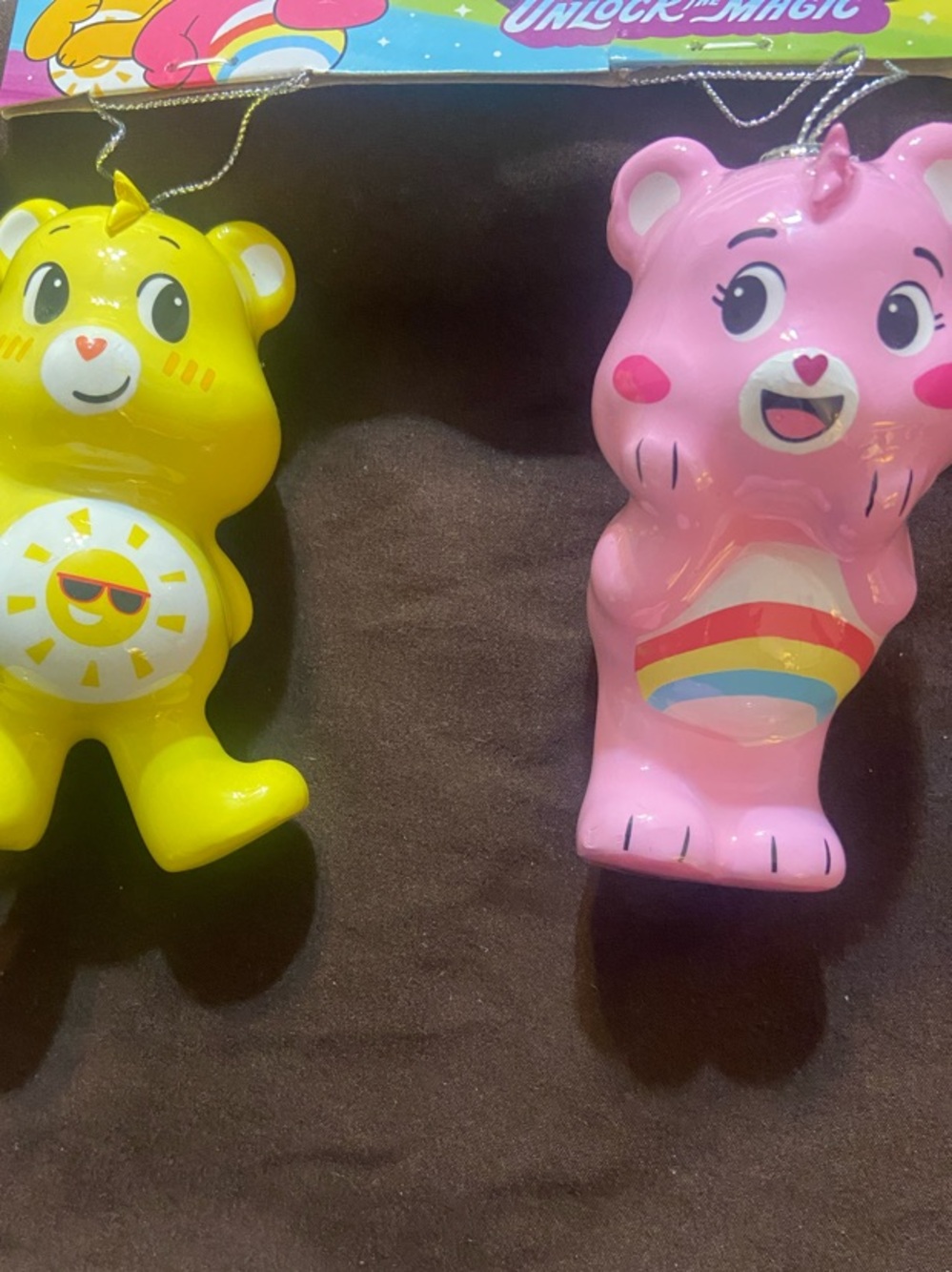 Care Bears Yellow Sun & Pink Rainbow Ornament Set Unlock the Magic
